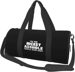 I'm The Nicest Asshole Youll Ever Meet Convertible Garment Bag with Shoulder Strap, Carry on Garment Duffel Bag for Men Women - Rolling Foldable for Travel Luggage Bags (Black)