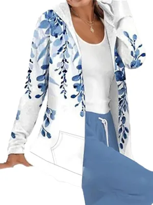 IVERIRMIN Women's Boho Floral Two Piece Lounge Sweatsuits Matching Sets Hoodie Jacket Sweat Pants Jogger Track Suits Outfits
