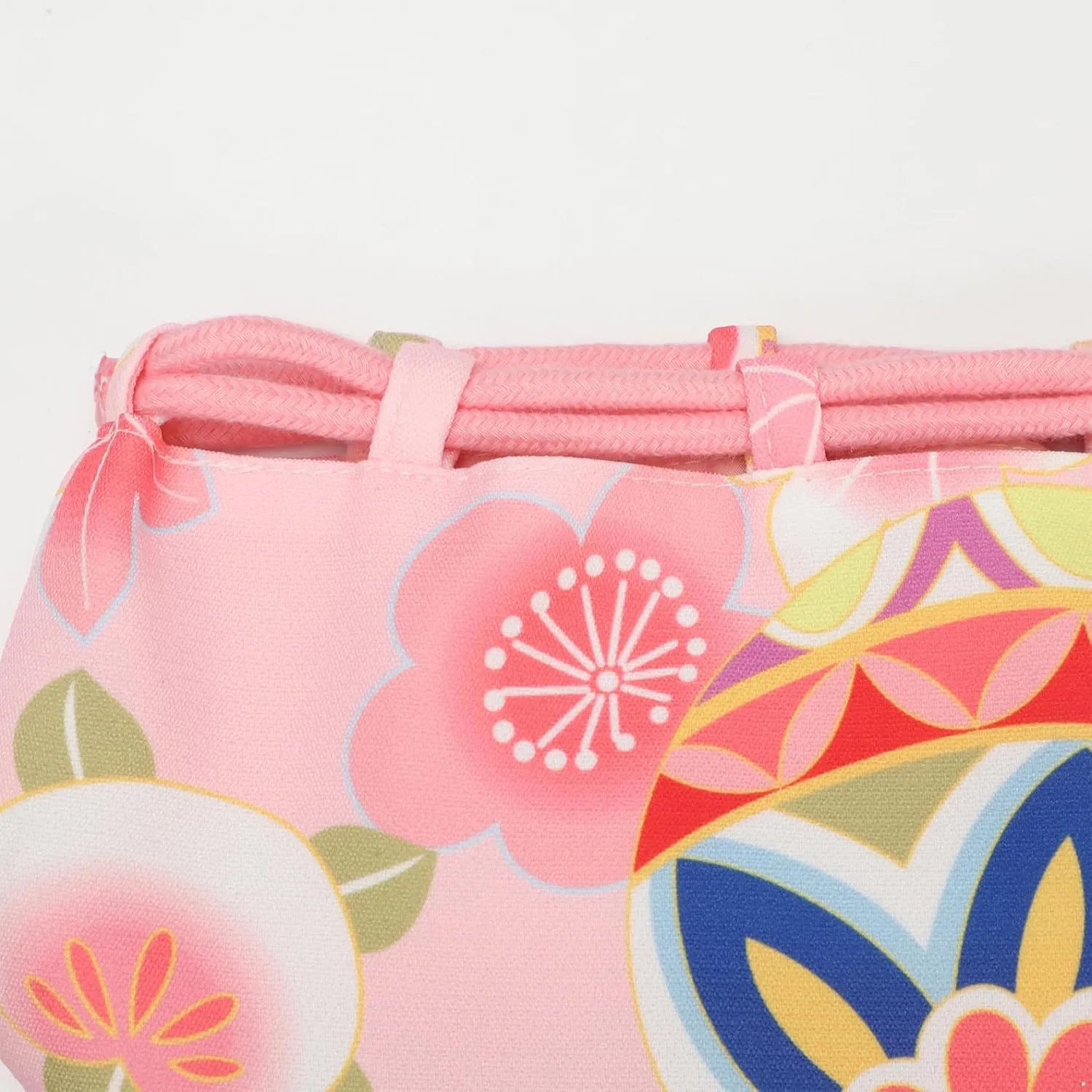 Japanese Style Bucket Handbag Wrist Bag Harajuku Floral Print Drawstring Bag Jewelry Bag Wallet Pouch