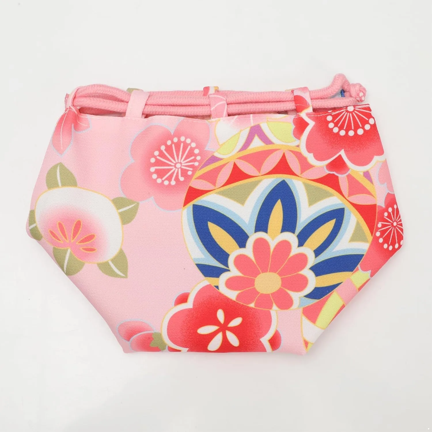 Japanese Style Bucket Handbag Wrist Bag Harajuku Floral Print Drawstring Bag Jewelry Bag Wallet Pouch