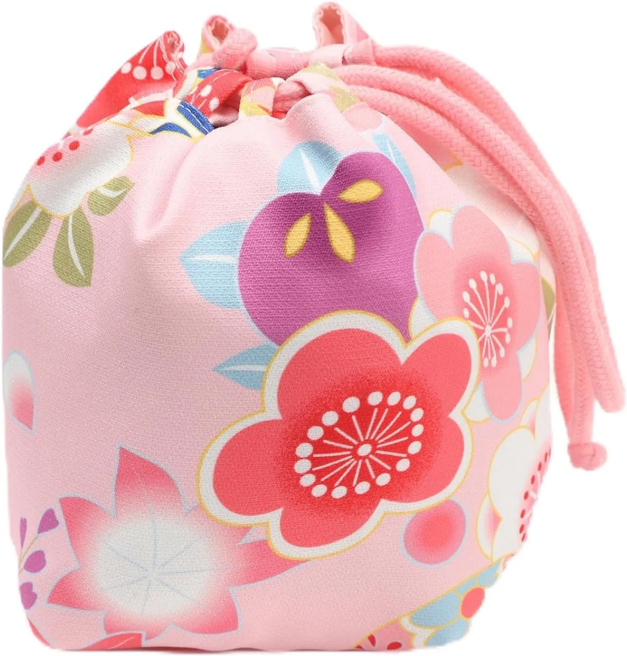 Japanese Style Bucket Handbag Wrist Bag Harajuku Floral Print Drawstring Bag Jewelry Bag Wallet Pouch