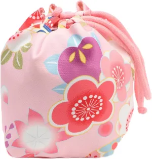 Japanese Style Bucket Handbag Wrist Bag Harajuku Floral Print Drawstring Bag Jewelry Bag Wallet Pouch