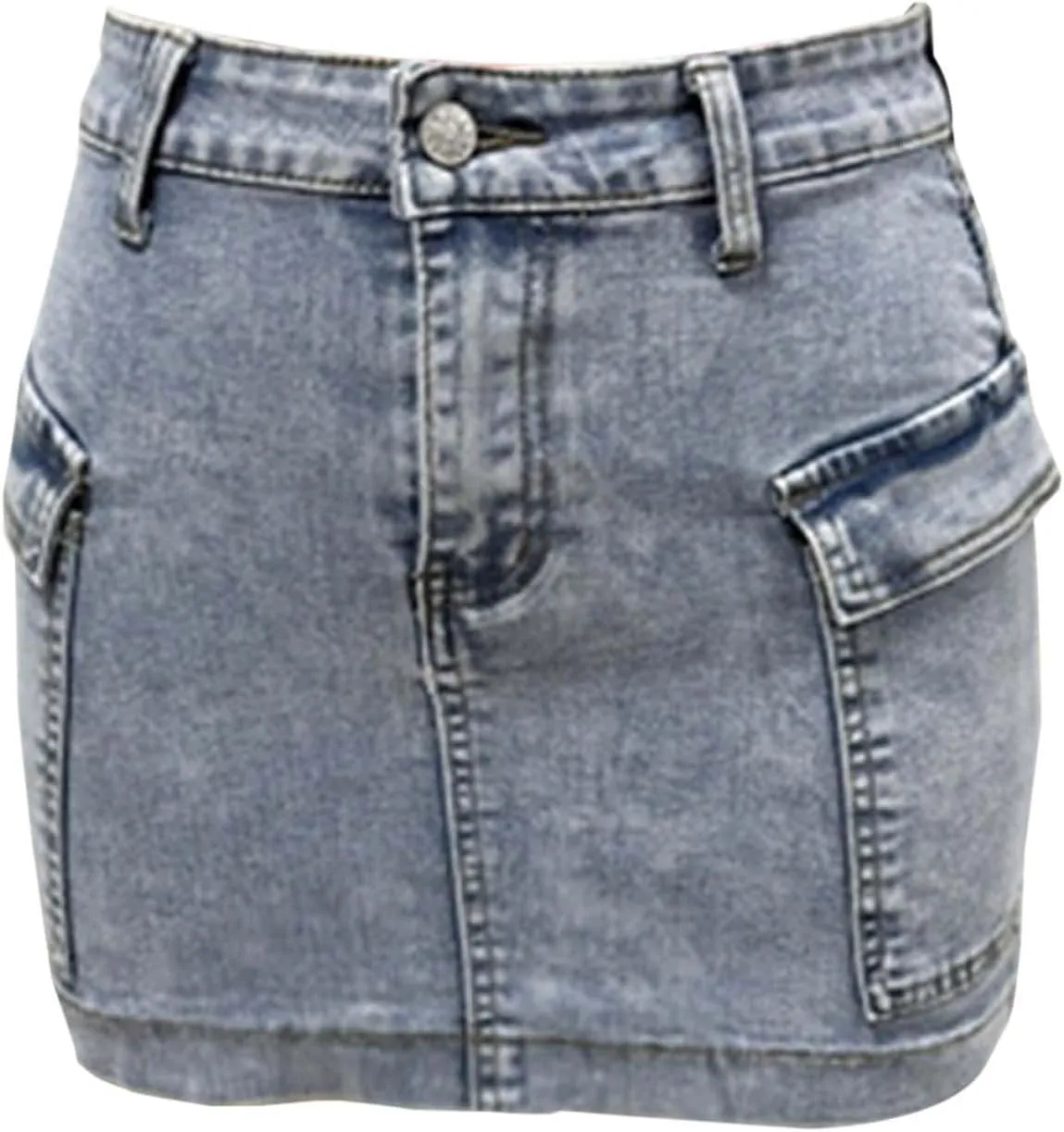 Jean Skirts for Women A-Line High Waisted Summer Casual Cargo Skirts Trendy Going Out Mini Skirts with Pockets