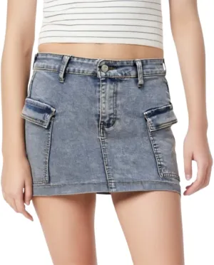 Jean Skirts for Women A-Line High Waisted Summer Casual Cargo Skirts Trendy Going Out Mini Skirts with Pockets