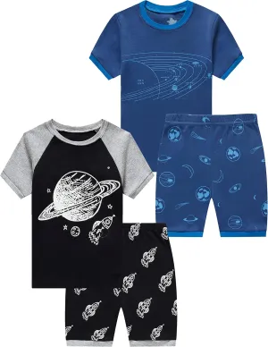KikizYe Boys Short Sleeve Pajamas Kids Summer Pjs Children Pajamas
