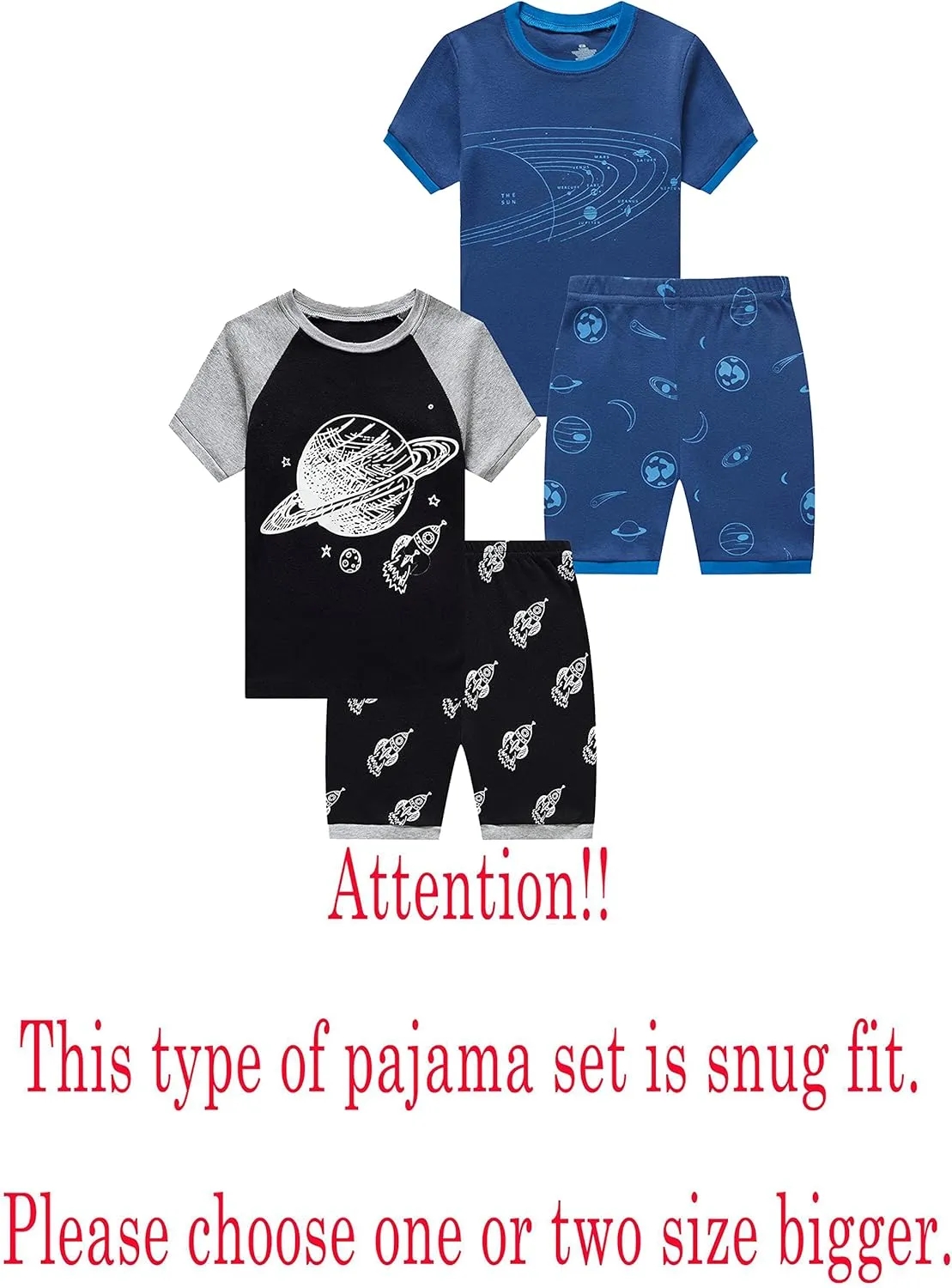 KikizYe Boys Short Sleeve Pajamas Kids Summer Pjs Children Pajamas