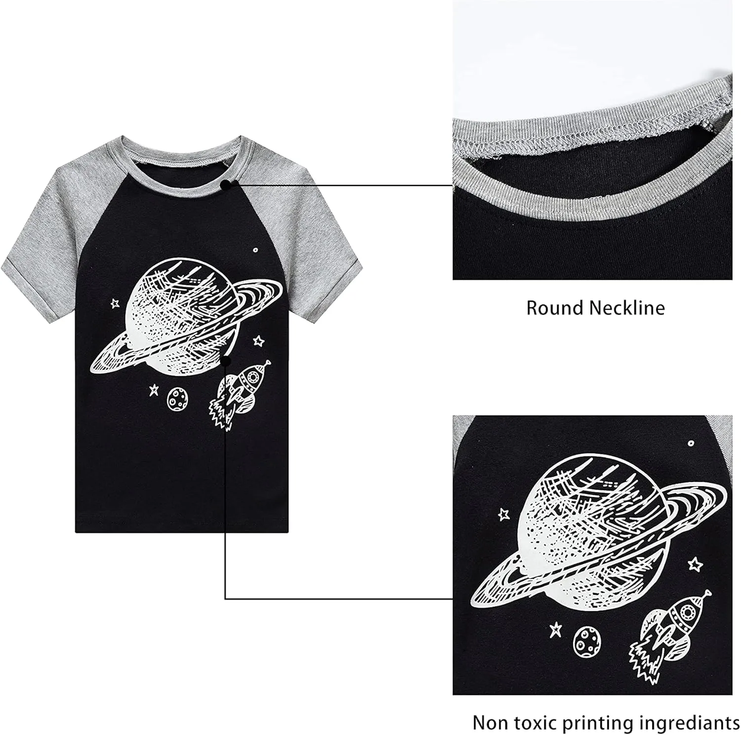 KikizYe Boys Short Sleeve Pajamas Kids Summer Pjs Children Pajamas