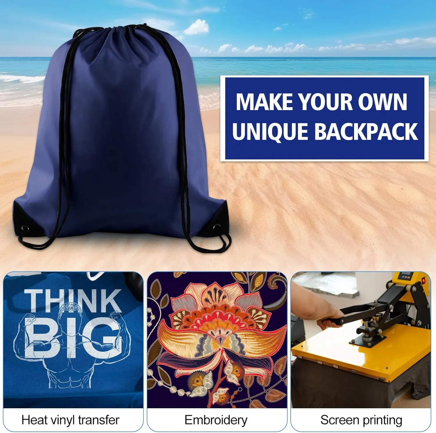 KUUQA 12Pcs Drawstring Backpack Bags Bulk Navy Blue Drawstring Bag Foldable Gym Bag Sports Cinch Sack String Backpack Storage Bags for Women Men Shopping Gym Travel Sports
