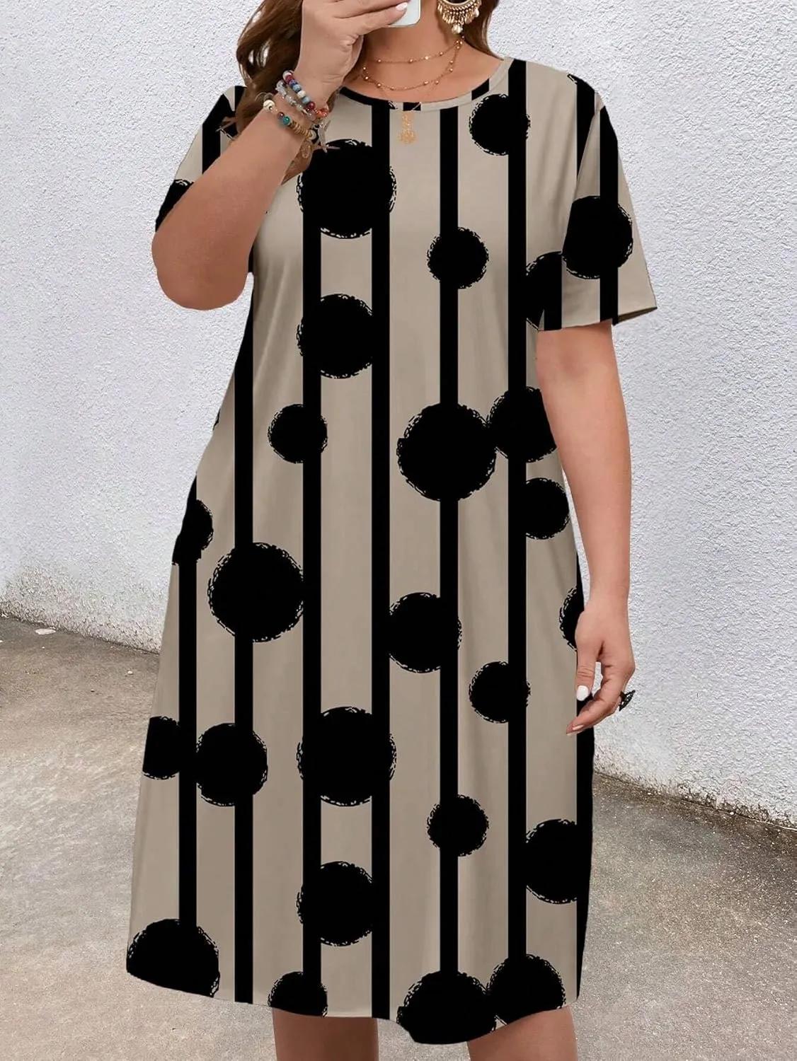 LALAGEN Women's 2025 Summer Dresses Plus Size Metric Print Sundress, Suitable for Summer