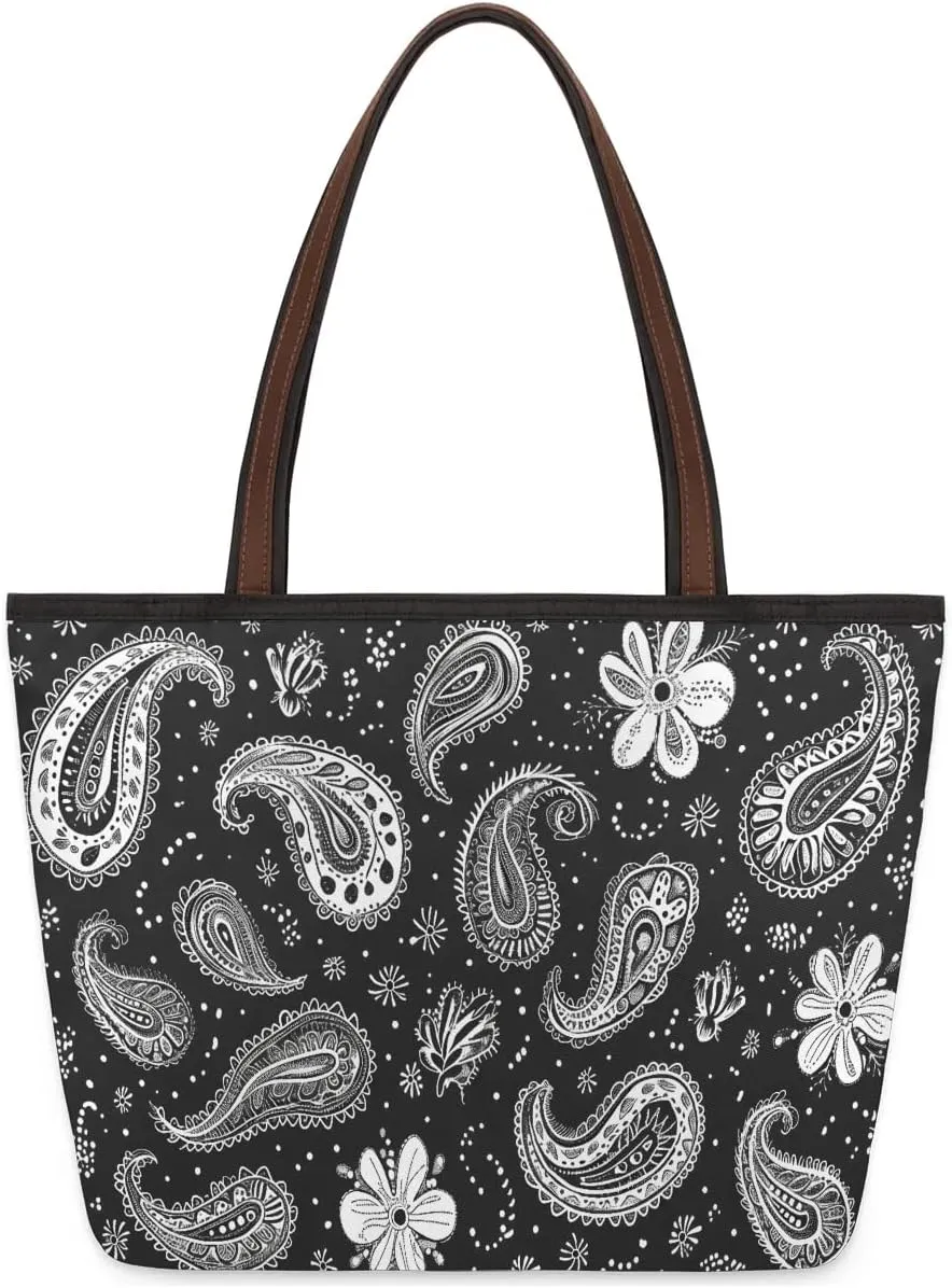 Large Tote Bag For Women Alphabet Chart Dinosaur Work Cloth Bags With Zipper Reusable Grocery
