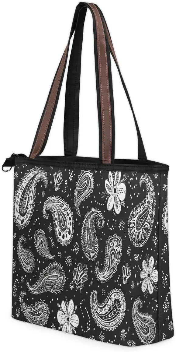 Large Tote Bag For Women Alphabet Chart Dinosaur Work Cloth Bags With Zipper Reusable Grocery