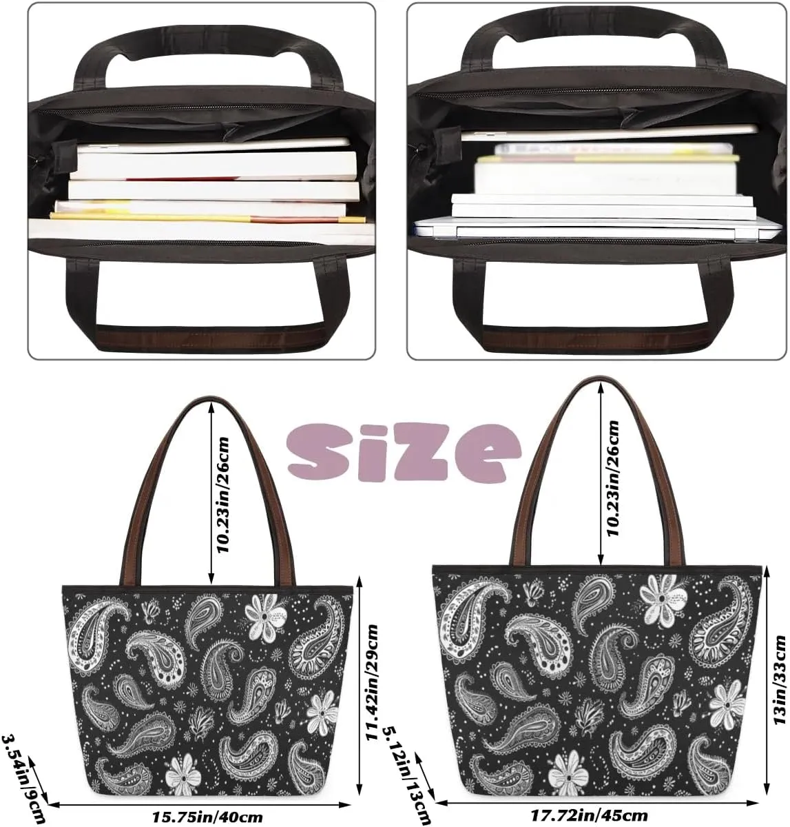Large Tote Bag For Women Alphabet Chart Dinosaur Work Cloth Bags With Zipper Reusable Grocery