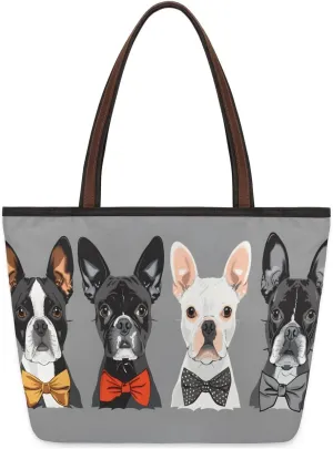 Large Tote Bag For Women Dog Cute Funny Work Cloth Bags With Zipper Reusable Grocery Hand Bags Casual Travel Overnight Tote Purses Fit Travel,Work, Vacation,Beach, Shopping,Gifts