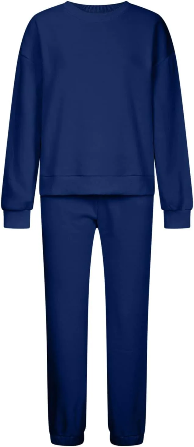 Lastesso Womens Loungewear Set Plus Size Sweatsuits Crewneck Long Sleeve Sweatshirt Baggy Sweatpants Outfits 2 Piece Sets