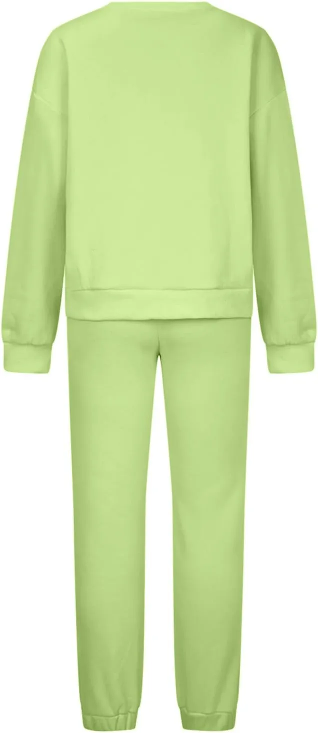 Lastesso Womens Loungewear Set Plus Size Sweatsuits Crewneck Long Sleeve Sweatshirt Baggy Sweatpants Outfits 2 Piece Sets