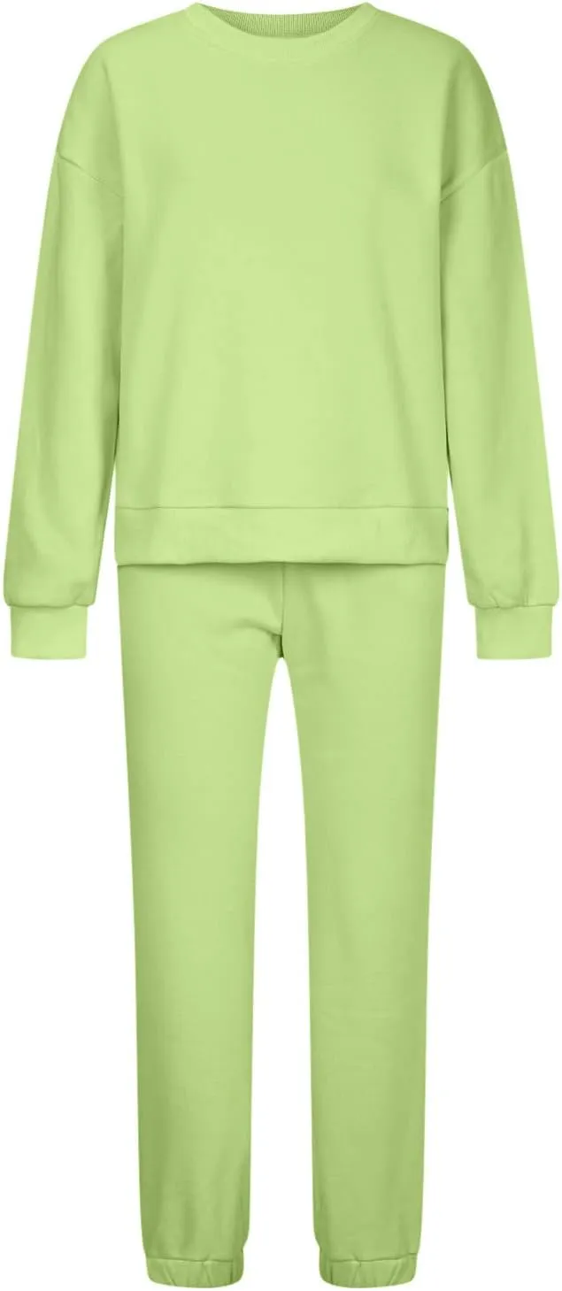 Lastesso Womens Loungewear Set Plus Size Sweatsuits Crewneck Long Sleeve Sweatshirt Baggy Sweatpants Outfits 2 Piece Sets