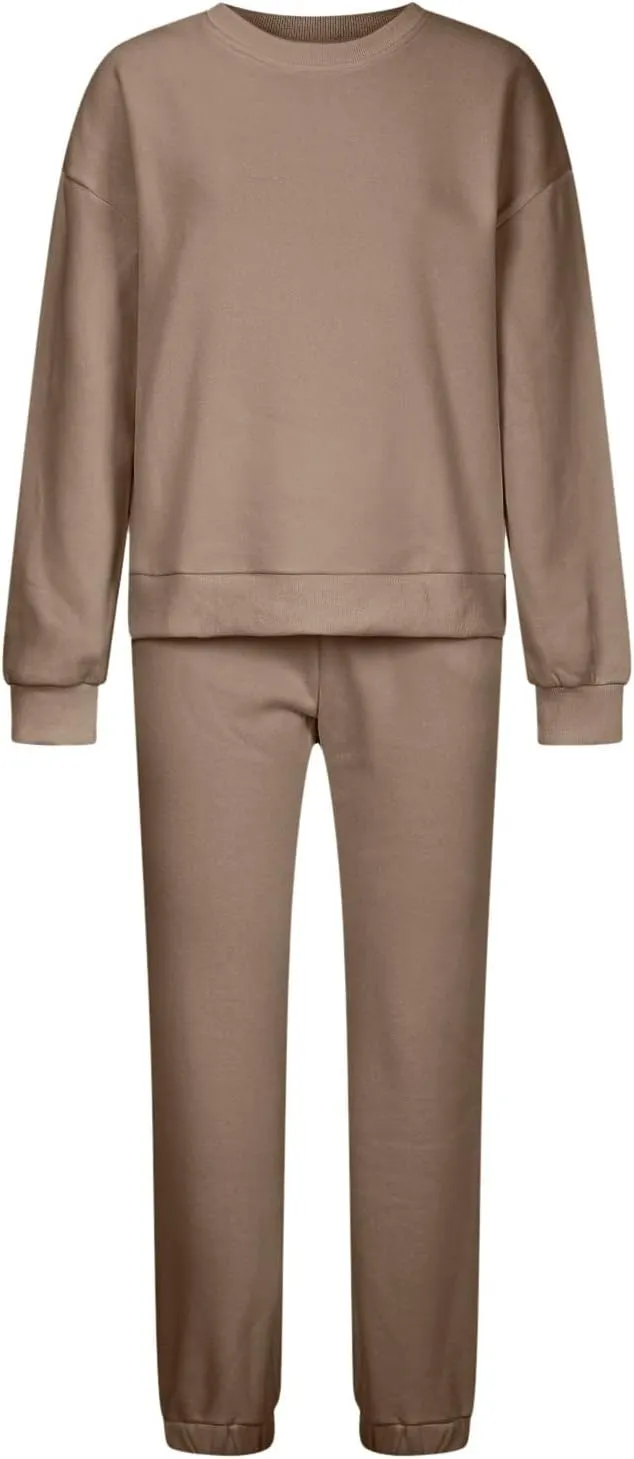 Lastesso Womens Loungewear Set Plus Size Sweatsuits Crewneck Long Sleeve Sweatshirt Baggy Sweatpants Outfits 2 Piece Sets