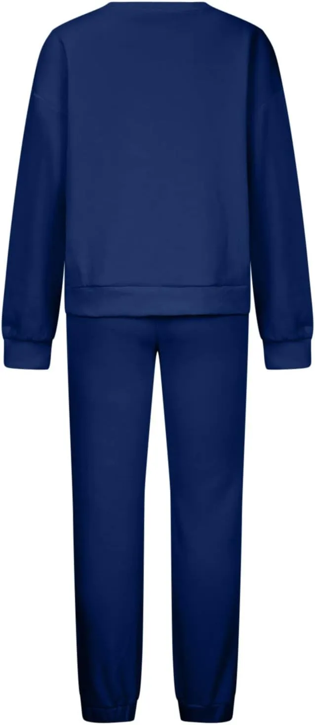 Lastesso Womens Loungewear Set Plus Size Sweatsuits Crewneck Long Sleeve Sweatshirt Baggy Sweatpants Outfits 2 Piece Sets