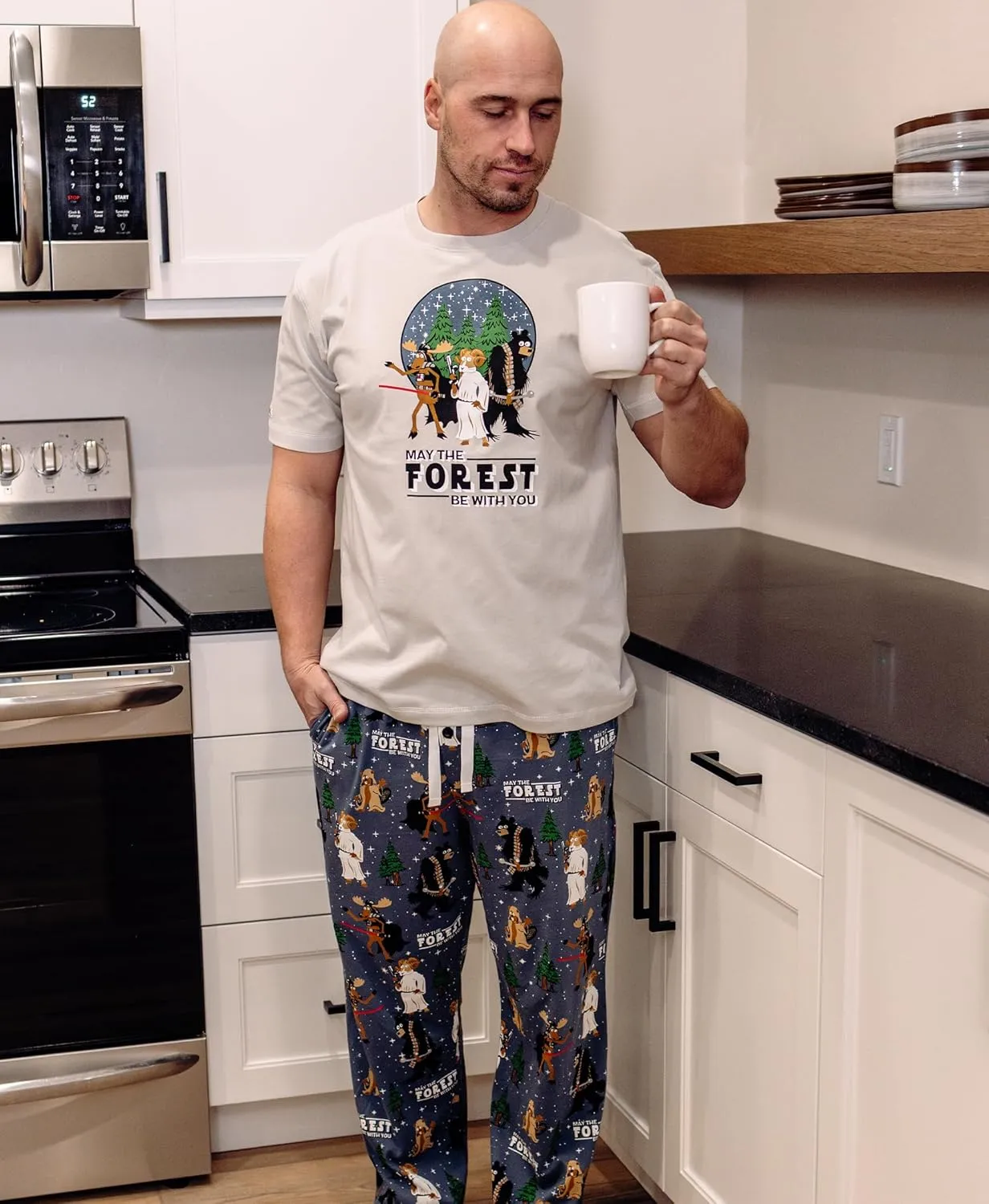 Lazy One Pajama Sets for Men, Short Sleeve Cotton Pajama Shirt and Pants with Funny Animal Prints, Comfy Pajamas for Men