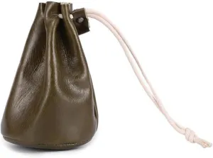 Leather Change Pouch Drawstring Coin Purse Vintage Bucket Bag Jewelry Storage Organizer for Small Items Id Bank Card