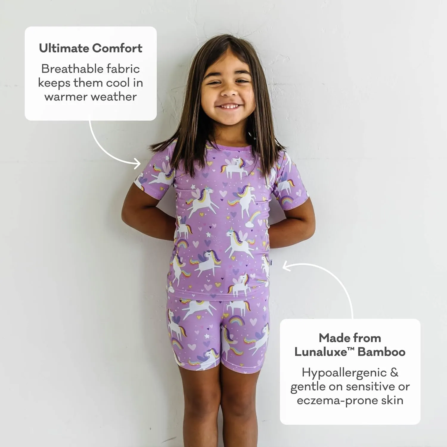 Little Sleepies Pajamas Set w/Short Sleeve Shirt & Shorts, Viscose from Bamboo Toddler Pajamas, Girl & Boys Pajamas for Kids