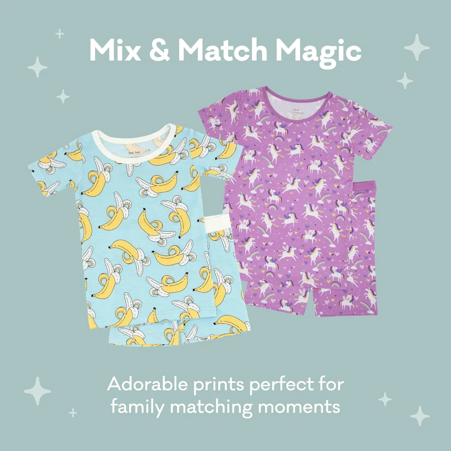 Little Sleepies Pajamas Set w/Short Sleeve Shirt & Shorts, Viscose from Bamboo Toddler Pajamas, Girl & Boys Pajamas for Kids