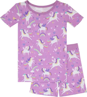 Little Sleepies Pajamas Set w/Short Sleeve Shirt & Shorts, Viscose from Bamboo Toddler Pajamas, Girl & Boys Pajamas for Kids
