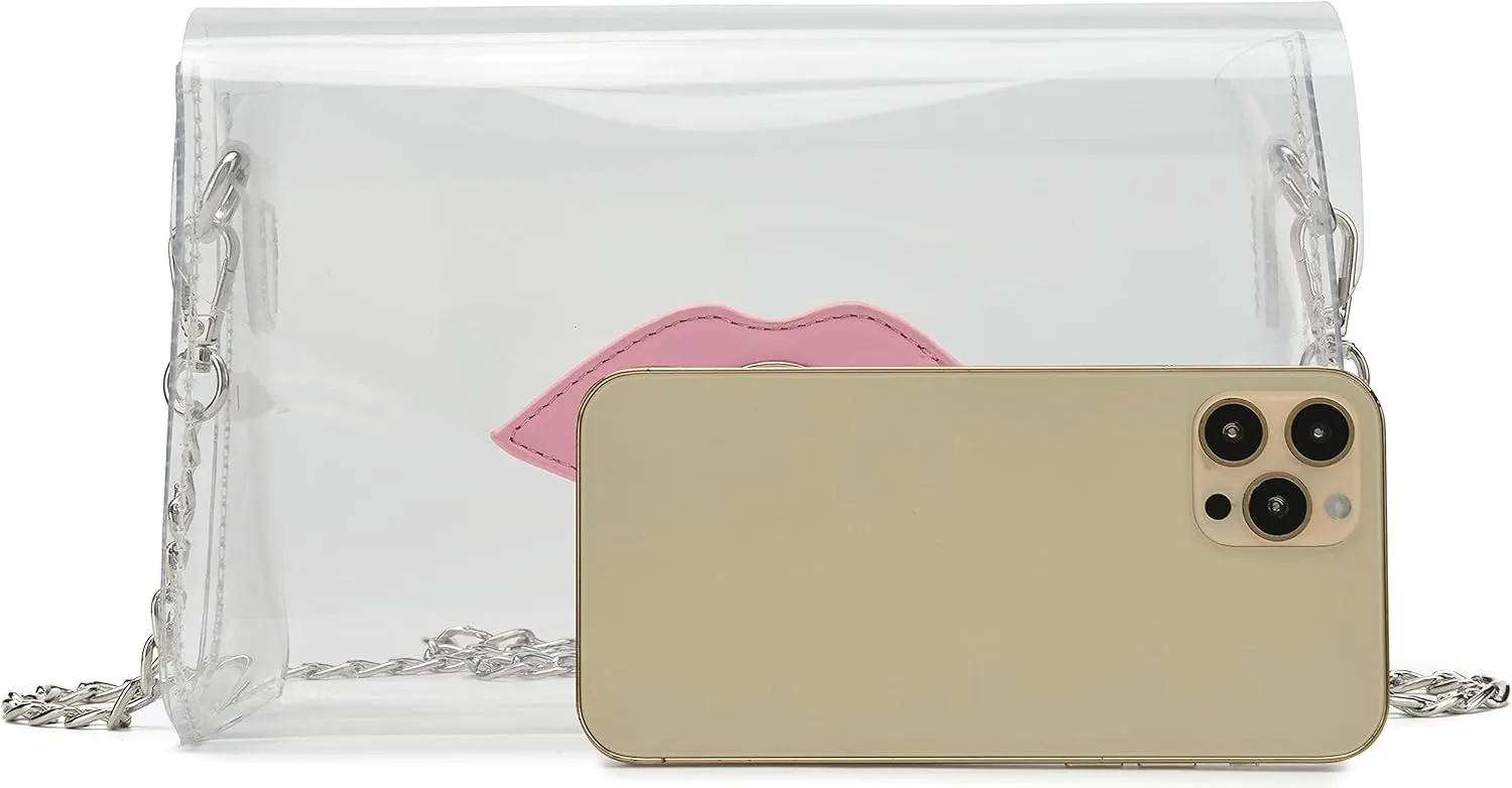 lola mae Small Clear Bag for Women See through Transparent Clutch Crossbody Shoulder Purse for Concert Sport Event