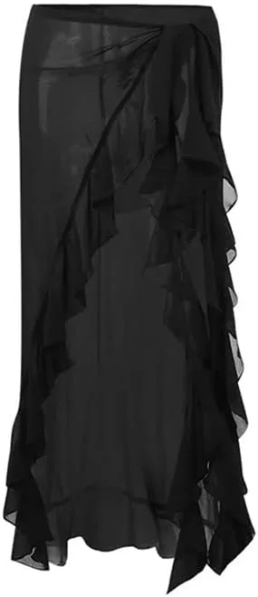 Long Cargo Skirts for Women with Pockets Low Rise Drawstring Shirred Baggy Skirt E Girls Vintage Harajuku Streetwear