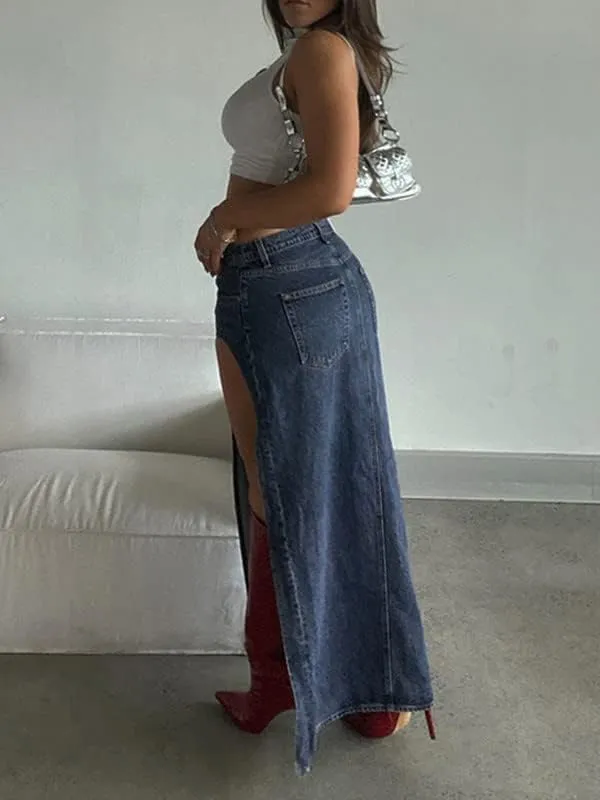 Long Cargo Skirts for Women with Pockets Low Rise Drawstring Shirred Baggy Skirt E Girls Vintage Harajuku Streetwear
