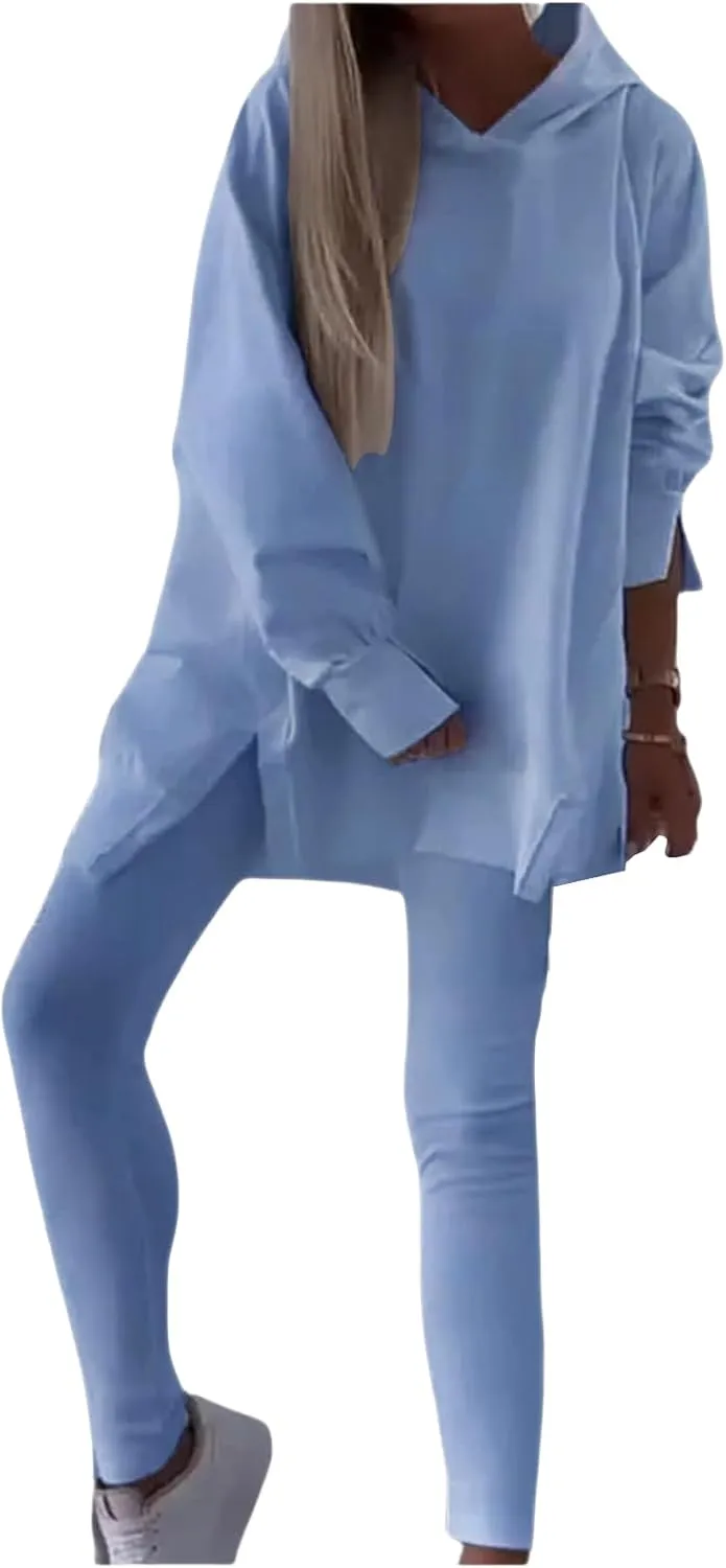 Lounge Sets for Women 2 Piece Sweatsuits Oversized Hoodies with Side Slit and Leggings Sets Casual Sets Fall Outfits
