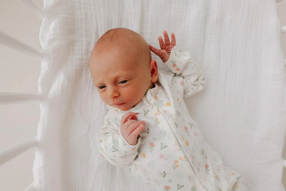Mabel Copper Pearl Zip-Up Footie Baby Pajamas: Ultra-Soft Boys & Girls Pajamas, Premium Knit Fabric in Stylish Prints, Tag-Free with Two-Way Zipper, Newborn to 24 Months