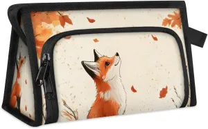 Makeup Bag Autumn Fox Travel Toiletry Bag Makeup Organizer Portable Make Up Bags for Women Cosmetic Bag with Handle