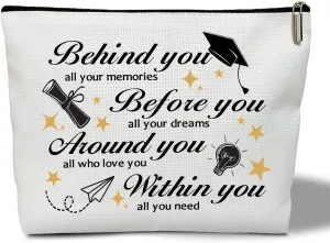 Makeup Bag - Behind You All Your Memories, Graduation Gift for Her, Him, Girl, Daughter, Student, Inspirational Multifunction Makeup Bag Purse, Toiletry Bag Pouch Travel Accessories -04