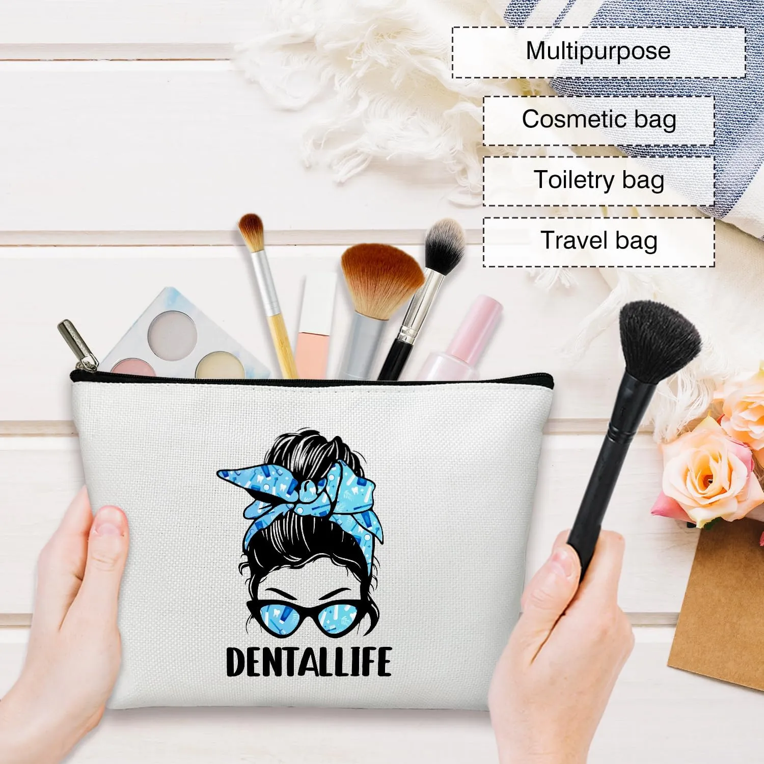 Makeup Bag - Dental Life, Gift for Her, Women, Dentists, Dental Hygienist Student, Dental Assistant, Multifunction Makeup Bag Purse, Toiletry Makeup Bag Pouch Travel Accessories -11