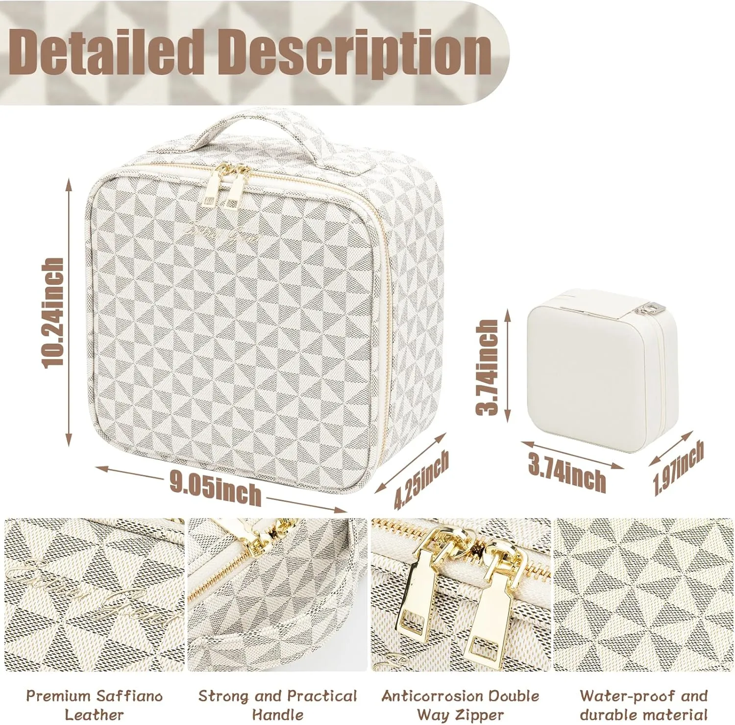 Makeup Travel Train Case with Mirror LED Light 3 Adjustable Brightness Cosmetic Bag Portable Storage Adjustable Partition Waterproof Makeup Brushes Makeup Jewelry Gift for Women