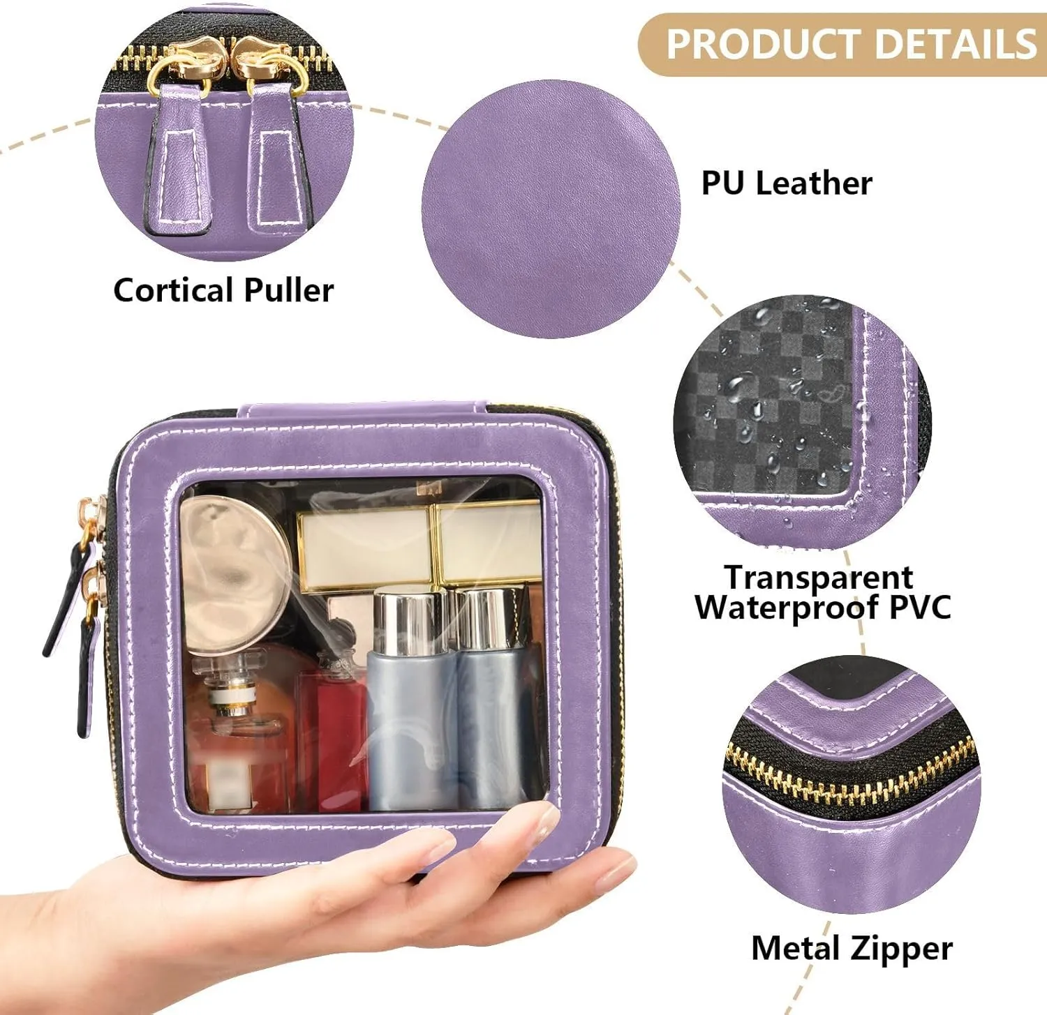 MCHIVER Grape Cosmetic Bags Clear Makeup Bag Travel Toiletry Bag with Zipper Mini Makeup Pouch for Girl Women