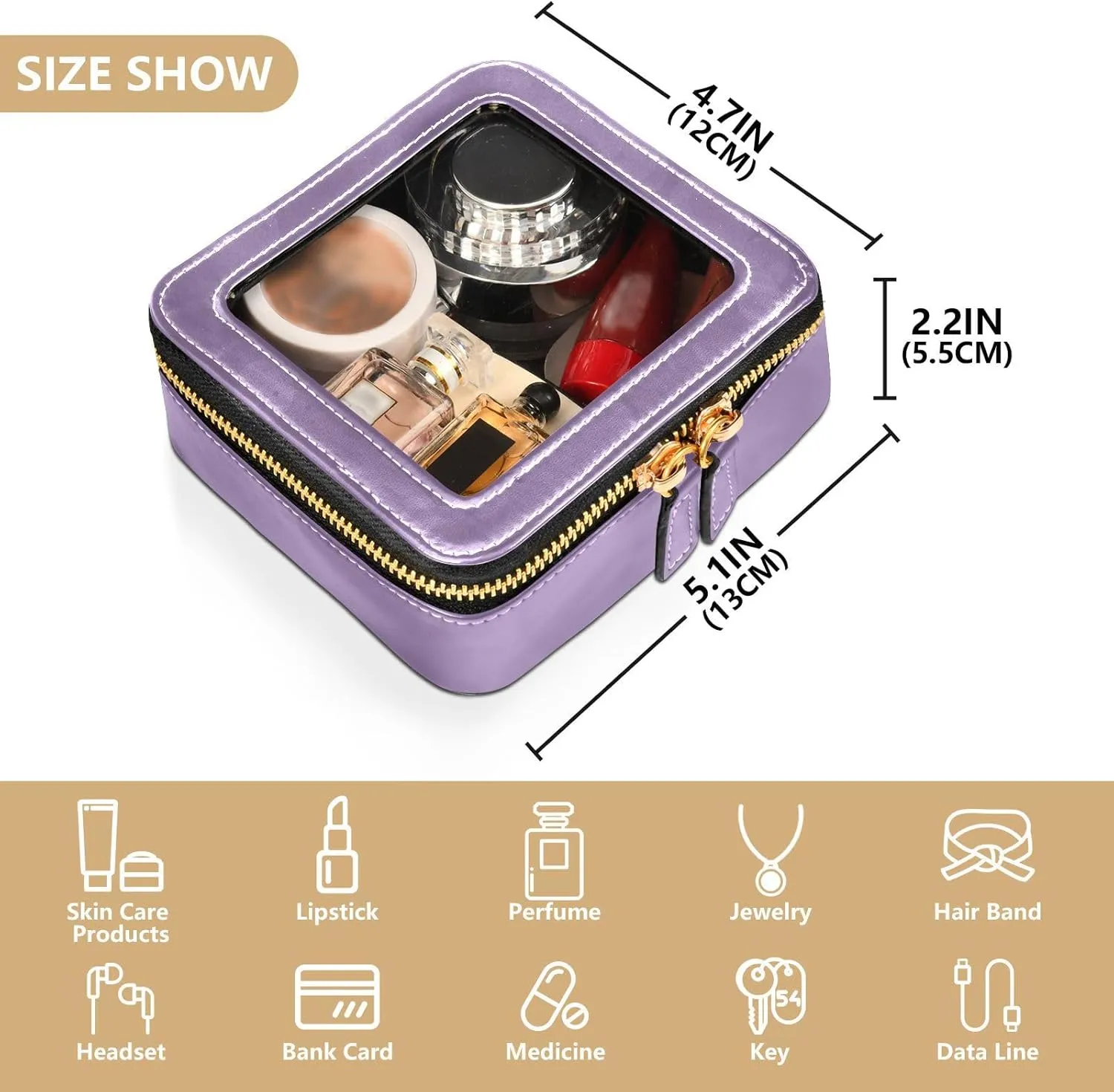 MCHIVER Grape Cosmetic Bags Clear Makeup Bag Travel Toiletry Bag with Zipper Mini Makeup Pouch for Girl Women