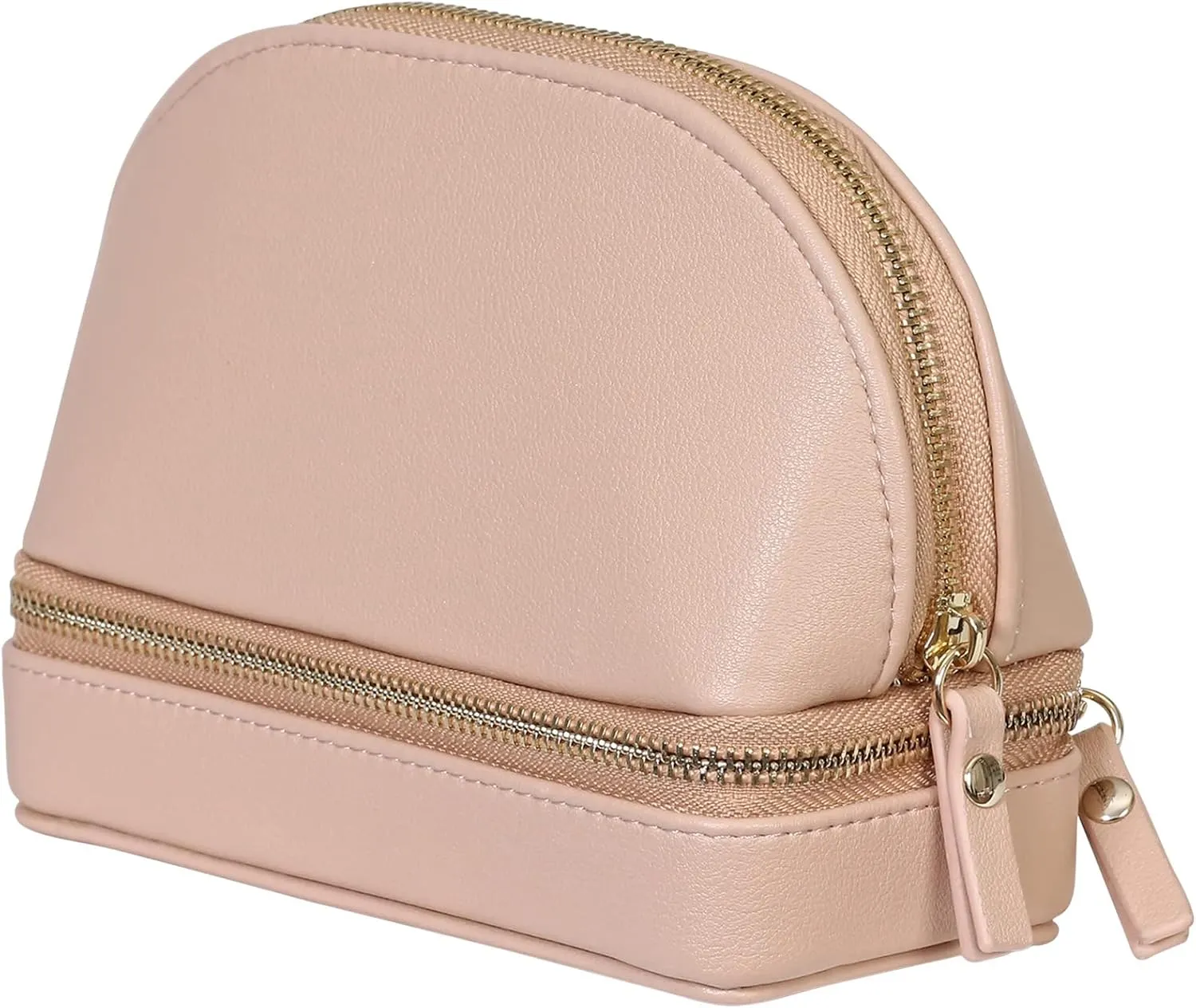 Mele & Co The Stow and Go Travel Toiletry Makeup Cosmetic Organizer Bag and Jewelry Accessories Essentials Dopp Kit Must Have for Women- Nude Vegan Leather Dual Secret Case