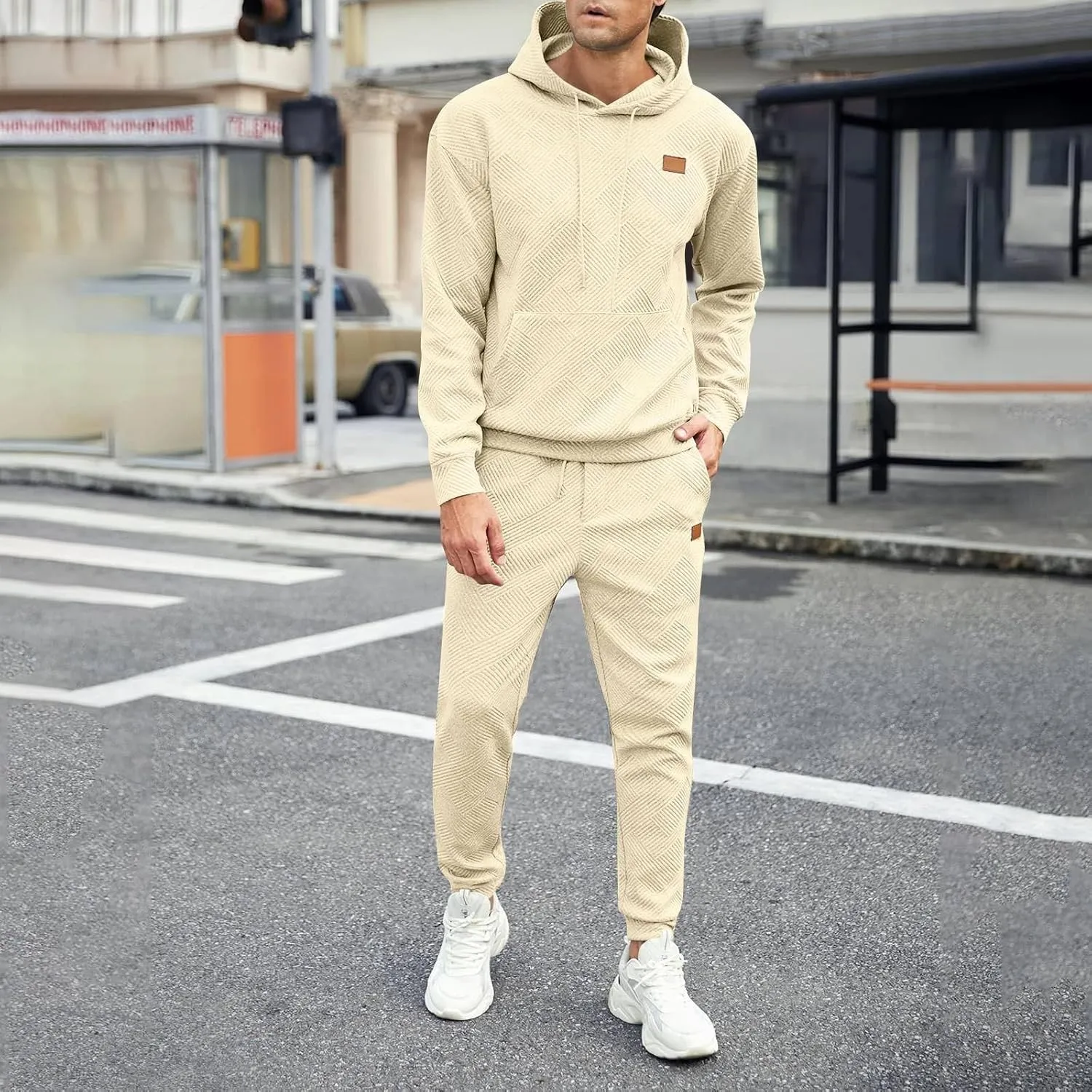 Men's 2 Piece Sweatsuits Outfits Casual Crewneck Sweatshirt Joggers Sweatpants Long Sleeve Tracksuit Sets
