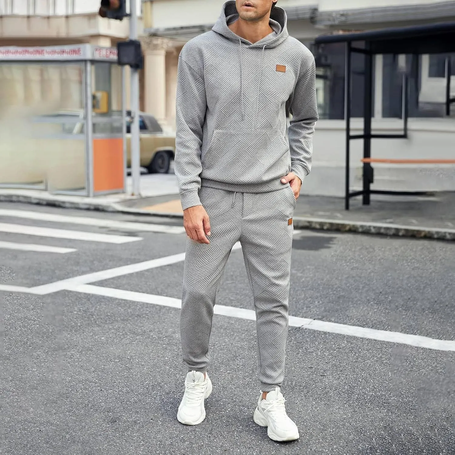 Men's 2 Piece Sweatsuits Outfits Casual Crewneck Sweatshirt Joggers Sweatpants Long Sleeve Tracksuit Sets