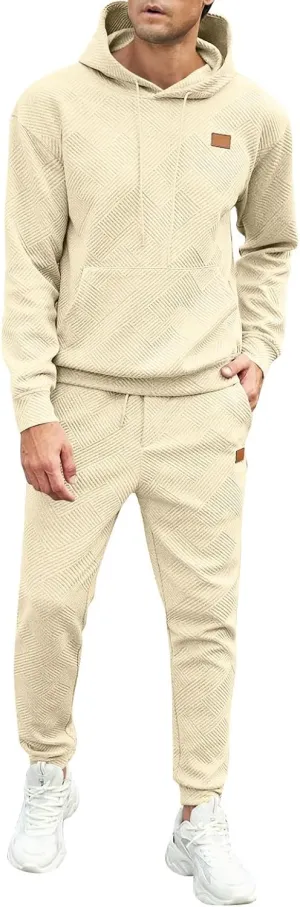 Men's 2 Piece Sweatsuits Outfits Casual Crewneck Sweatshirt Joggers Sweatpants Long Sleeve Tracksuit Sets