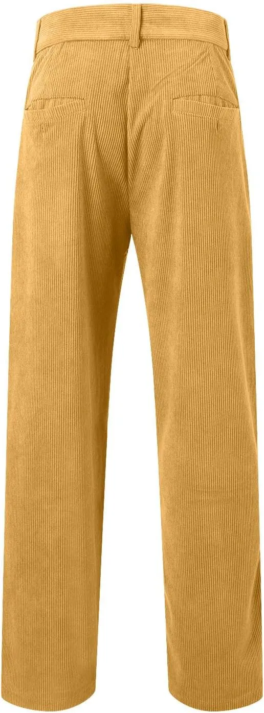 Mens Casual Pants High Waist Zip Off Straight Leg Pants Slim Fit Stretch Lightweight Chino Golf Pants Pencil Trousers