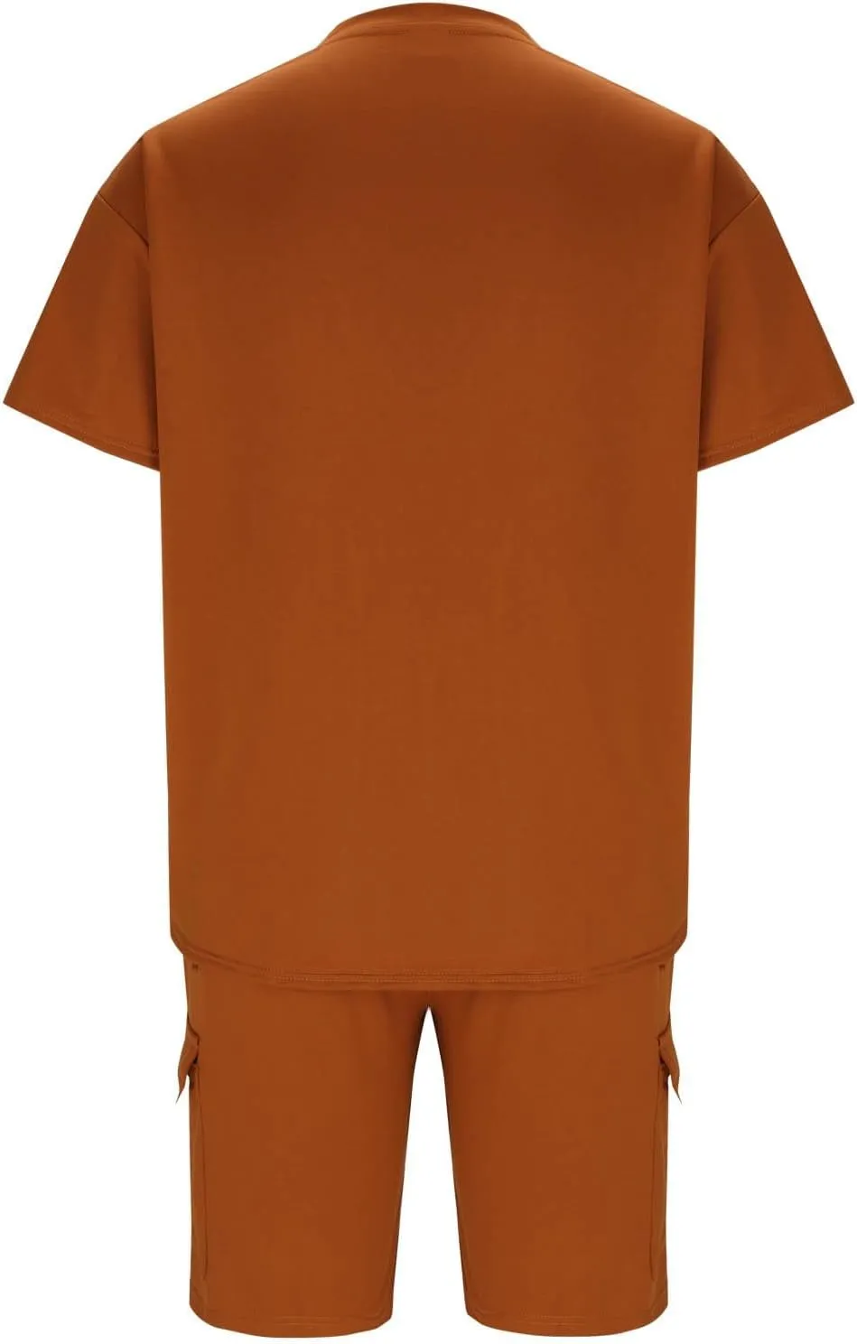 Mens Summer Sets 2 Piece Outfits Fashion Summer Tracksuit Casual Short Sleeve Shirt Pullover & Cargo Shorts Multi Pocket