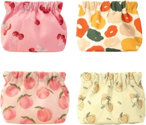 MIAO JIN 4 PCS Portable Mini Cosmetic Bags Coin Purse Lipstick Small Makeup Waterproof Travel Kit Pouch No Zipper Self-closing Accessories Organizer for Headphones Jewelry Women