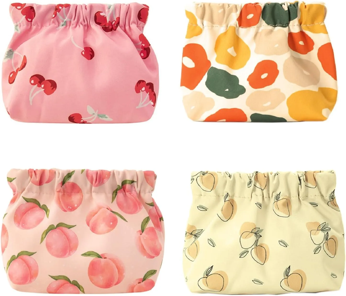 MIAO JIN 4 PCS Portable Mini Cosmetic Bags Coin Purse Lipstick Small Makeup Waterproof Travel Kit Pouch No Zipper Self-closing Accessories Organizer for Headphones Jewelry Women