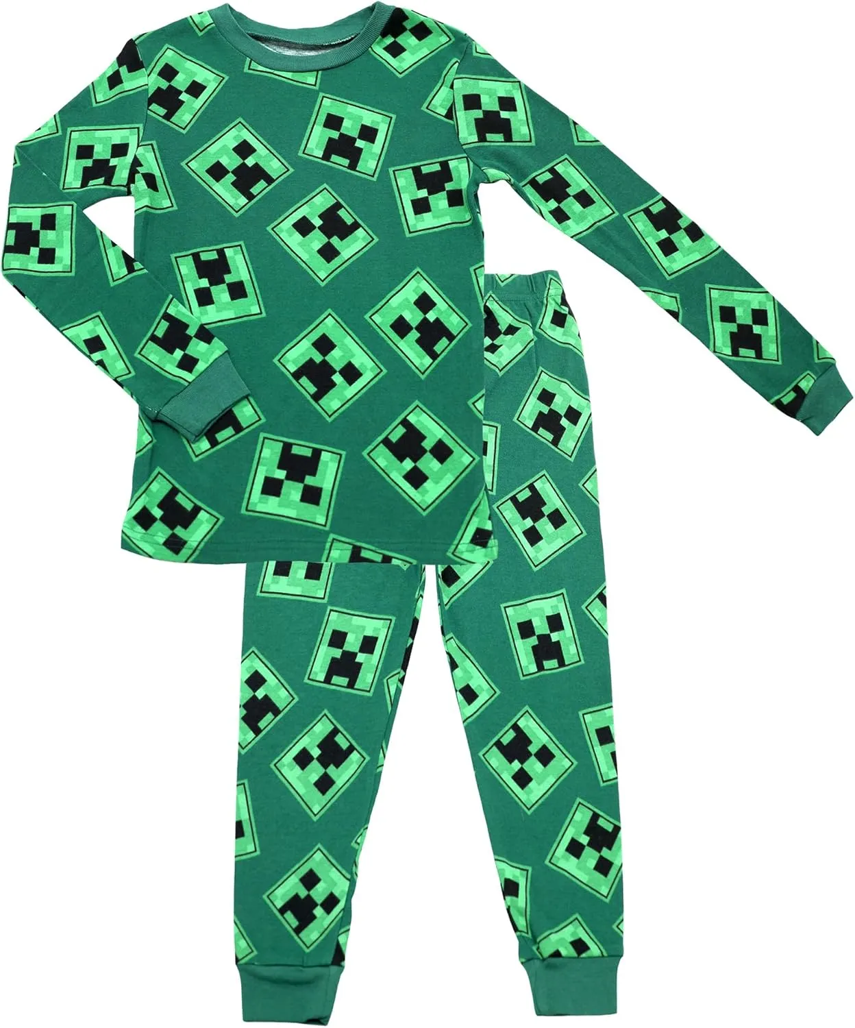 Minecraft Mojang Boys Pajamas Set - 4 Piece Short Sleeve Pajamas Set Creeper Pajamas