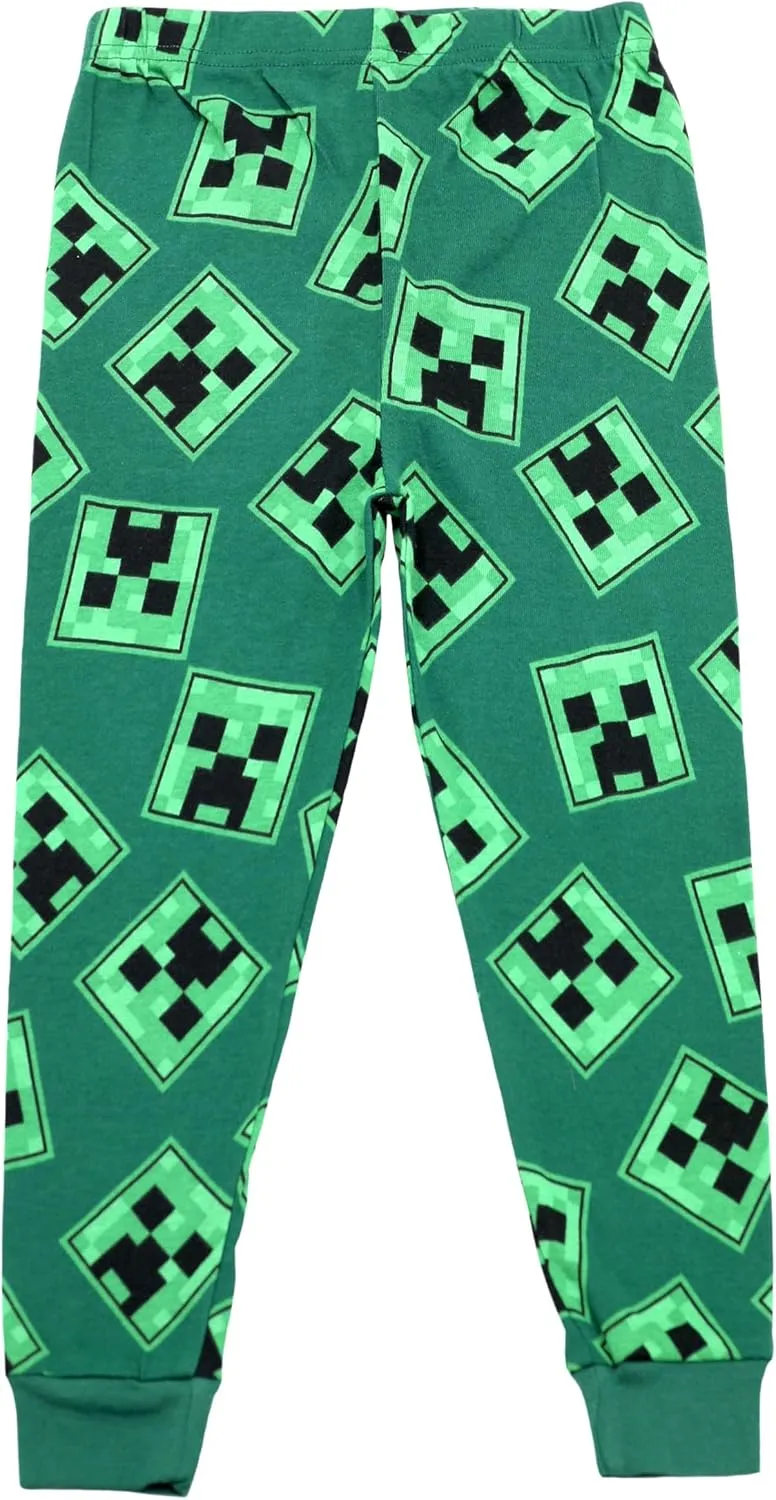 Minecraft Mojang Boys Pajamas Set - 4 Piece Short Sleeve Pajamas Set Creeper Pajamas