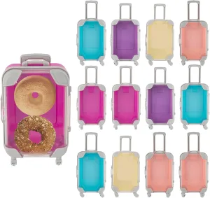 Mini Suitcase for Women Party,12Pcs 2.95 * 1.38 * 5.12-6.89" Plastic Tiny Travel Luggage for Candy Makeup Jewelry Birthday Cruise Trip Wedding Bachelorette Party Favors