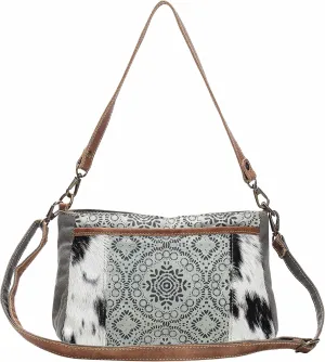Myra Bag Dual Strap Cowhide & Upcycled Canvas Bag S-1149, Brown, One Size